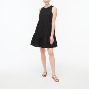 J Crew Sleeveless Tiered Cotton Blend Summer Shift Dress Women’s SZ 0 in Black